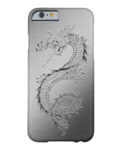 Vintage Dragon Brushed Metal Look Barely There iPhone 6 Case