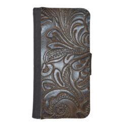 Vintage Embossed Brown Leather iPhone SE/5/5s Wallet Case