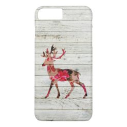 Vintage Floral Deer Gray Retro Wood iPhone 7 Plus Case