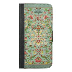Vintage Floral Pattern Monogram iPhone 6/6s Plus Wallet Case