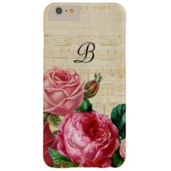 Vintage Floral Rose Monogram Barely There iPhone 6 Plus Case