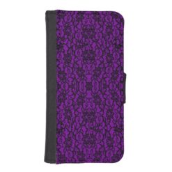 Vintage Goth Dark Purple Lace Wallet Phone Case