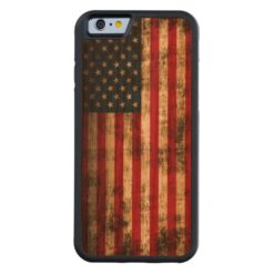 Vintage Grunge American Flag Carved Cherry iPhone 6 Bumper