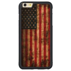 Vintage Grunge American Flag Carved Cherry iPhone 6 Plus Bumper