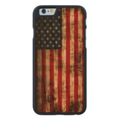 Vintage Grunge American Flag Carved Cherry iPhone 6 Slim Case