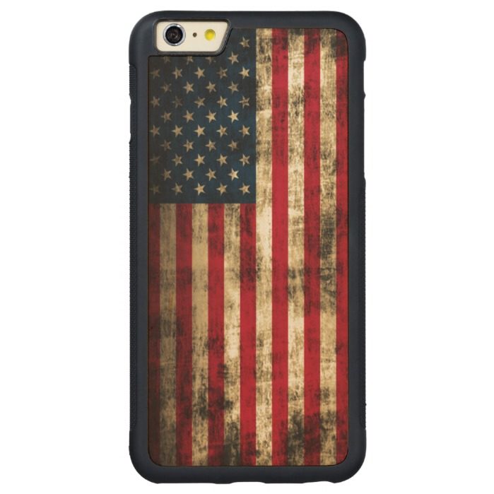 Vintage Grunge American Flag Carved Maple iPhone 6 Plus Bumper
