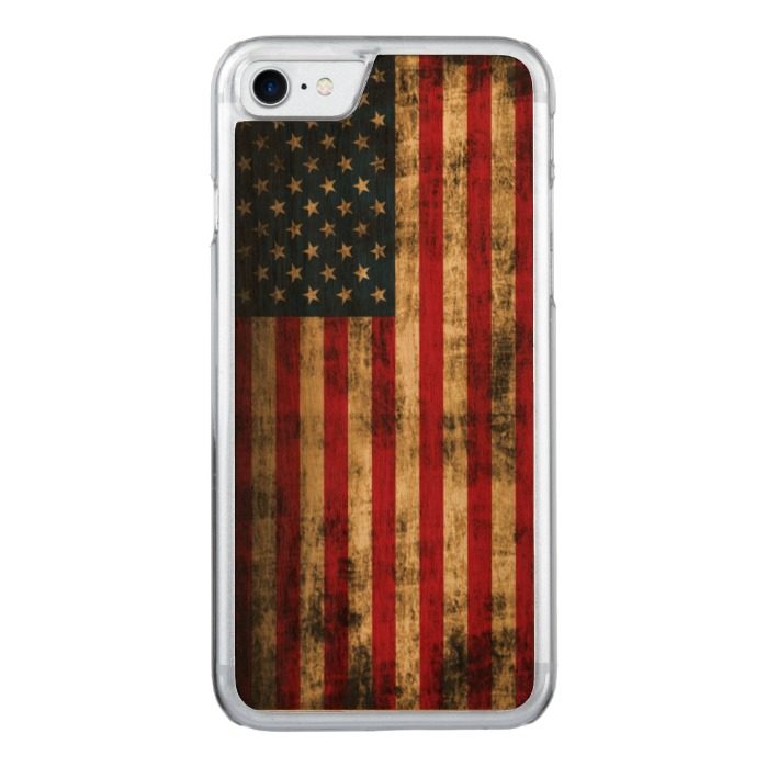 Vintage Grunge American Flag Carved iPhone 7 Case