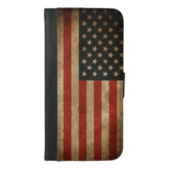 Vintage Grunge American Flag - USA Patriotic iPhone 6/6s Plus Wallet Case
