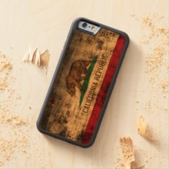 Vintage Grunge State Flag of California Republic Carved Cherry iPhone 6 Bumper