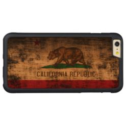 Vintage Grunge State Flag of California Republic Carved Cherry iPhone 6 Plus Bumper