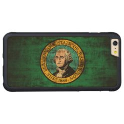 Vintage Grunge State Flag of Washington Carved Maple iPhone 6 Plus Bumper Case