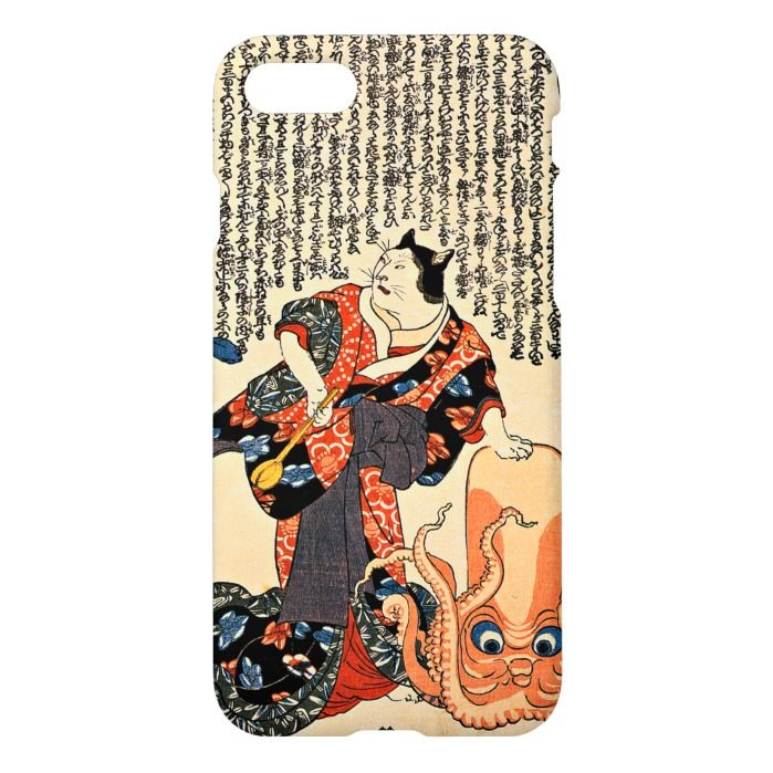 Vintage Japanese art cat woman octopus cool funky iPhone 7 Case