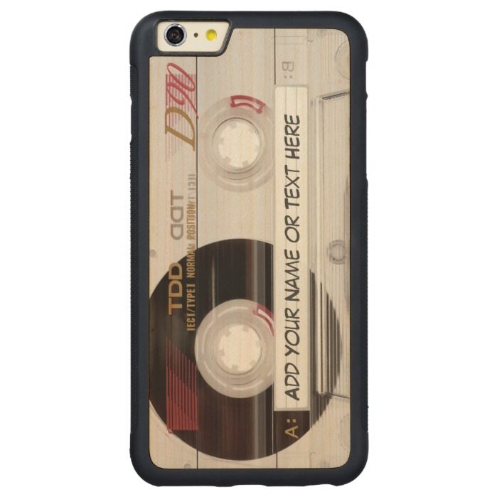 Vintage Music Cassette Tape Look Pattern Carved Maple iPhone 6 Plus Bumper