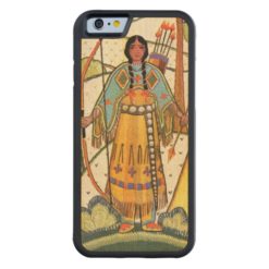 Vintage Native American Woman Village Forest Carved Maple iPhone 6 Bumper Case