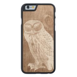 Vintage Owl Bird Botanical Wood Carved Maple iPhone 6 Slim Case
