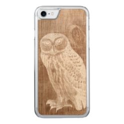Vintage Owl Bird Botanical Wood Carved iPhone 7 Case
