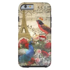 Vintage Paris & birds music sheet collage Tough iPhone 6 Case