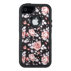 Vintage Pink Floral Pattern OtterBox Defender iPhone Case