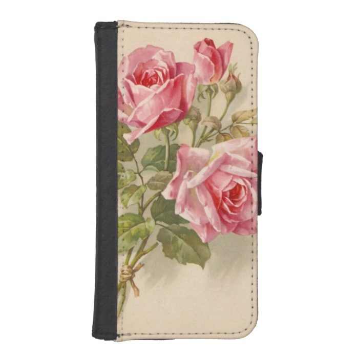 Vintage Pink Roses iPhone SE/5/5s Wallet Case