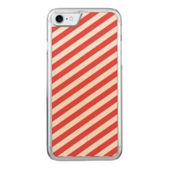 Vintage Red White Girly Stripes Pattern Carved iPhone 7 Case