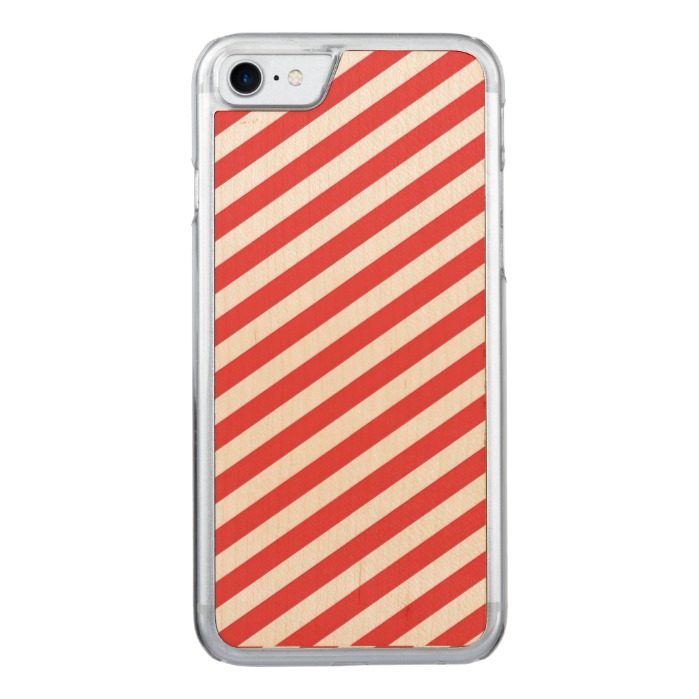 Vintage Red White Girly Stripes Pattern Carved iPhone 7 Case
