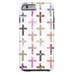 Vintage Retro Girly Floral Crosses Pattern Tough iPhone 6 Case