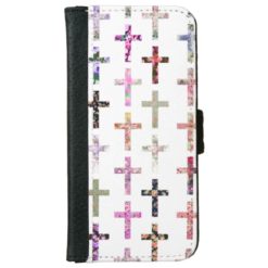 Vintage Retro Girly Floral Crosses Pattern iPhone 6/6s Wallet Case