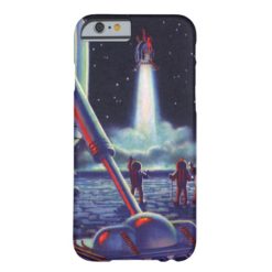 Vintage Science Fiction Aliens Wave to Rocket Barely There iPhone 6 Case