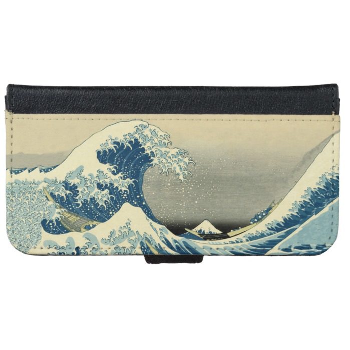 Vintage Waves Ocean Sea Boat Wallet Phone Case For iPhone 6/6s