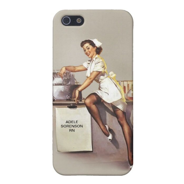 Vintage World War 2 PinUp Nurse Custom Name Retro Cover For iPhone SE/5/5s