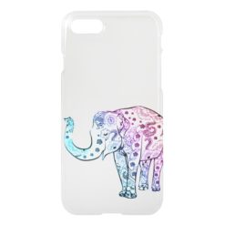 Vintage elephant drawing ombre trendy clear iPhone 7 case