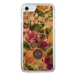 Vintage floral monogram wildflowers girly Carved iPhone 7 case