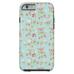 Vintage floral pattern roses blue shabby rose chic tough iPhone 6 case
