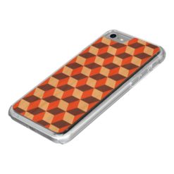 Vintage modern 3d-cube pattern in navy and red Carved iPhone 7 case