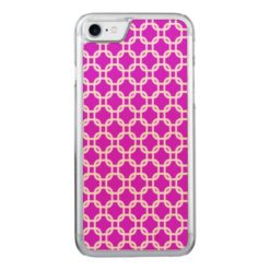 Vintage pink white trellis pattern Carved iPhone 7 case