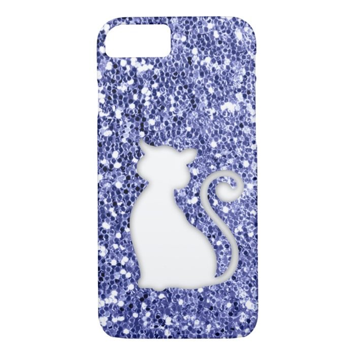 Violet Glitter Look Cat iPhone 7 Case