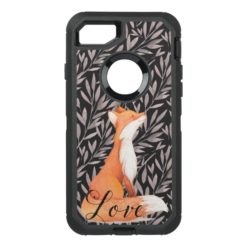 Watercolor Leaves with Fox Love OtterBox Defender iPhone 7 Case