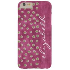 Watercolor Messy Polka Dots - lime and hot pink Barely There iPhone 6 Plus Case