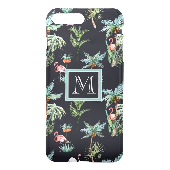 Watercolor Palm Pattern | Add Your Initial iPhone 7 Plus Case