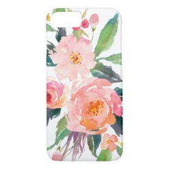 Watercolor Pink Peach Flower Bouquet iPhone 7 Case