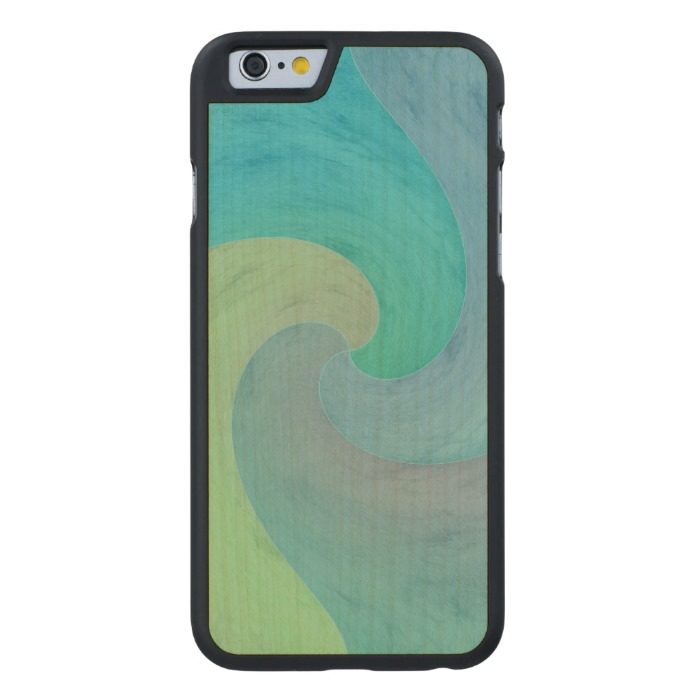 Watercolor Wave Green Turquoise Aquamarine Art Carved Maple iPhone 6 Case