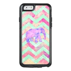 Watercolor elephant mint green pink chevron OtterBox iPhone 6/6s case
