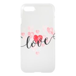 Watercolor hearts Love iPhone 7 Clear Case