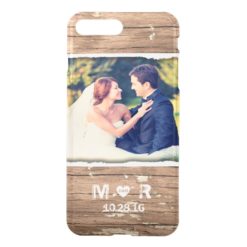 Wedding Photo Wood Rustic Country Monogram iPhone 7 Plus Case