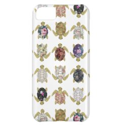 Whimsical turtles with girly floral retro pattern iPhone 5C cover