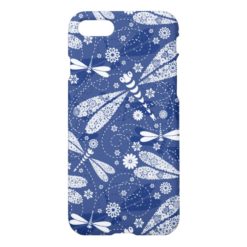 White And Blue DragonFly Seamless Pattern iPhone 7 Case