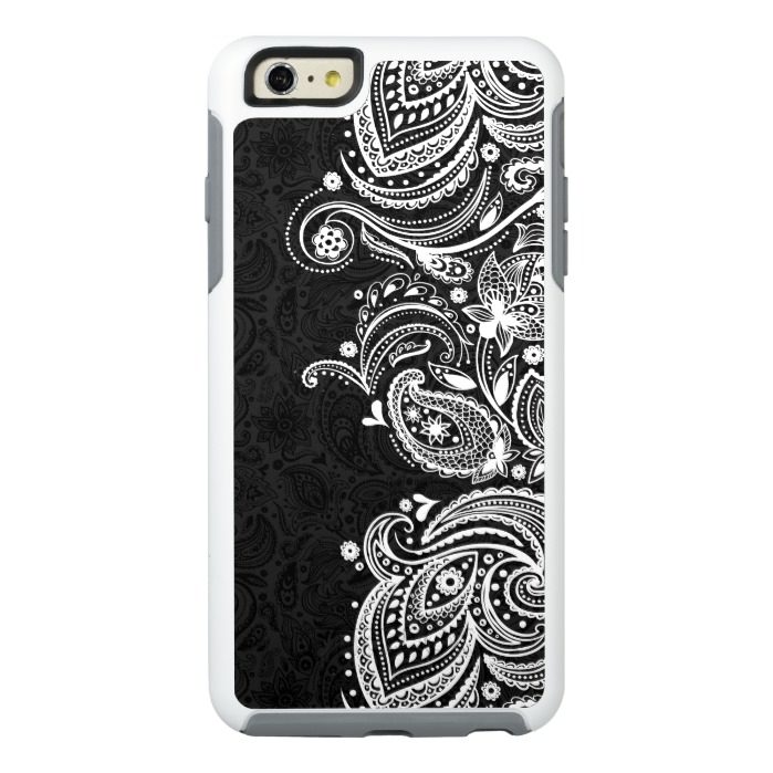 White & Black Vintage Paisley Lace OtterBox iPhone 6/6s Plus Case