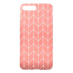 White Chevron on Coral Pink Modern Chic iPhone 7 Plus Case