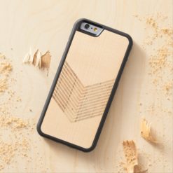 White Minimalist chevron with Wood Carved Maple iPhone 6 Bumper