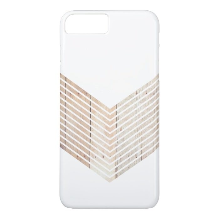 White Minimalist chevron with Wood iPhone 7 Plus Case